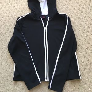 NY Jeans Sweat Jacket, Black w/White Stripes, Lg.